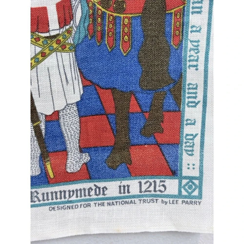 Vintage National Trust Magna Carta Irish Linen Tea Towel Multicolor